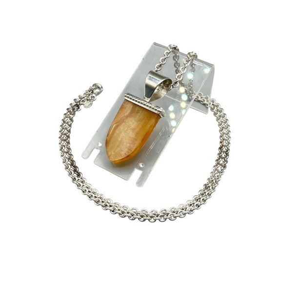 Jay King DTR Chalcedony Quartz Pendant Necklace On RLM 925 Sterling Chain